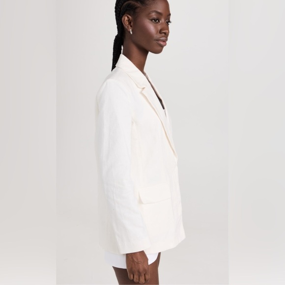 NWT STAUD Maxwell White Linen Single-Breasted Blazer size L SOLD OUT - Picture 12 of 16